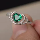Новые простые Модные кольца с зеленым кристаллом в форме сердца для женщин, Женское кольцо, ювелирные изделия, Дамское Обещание любви, свадебные украшения