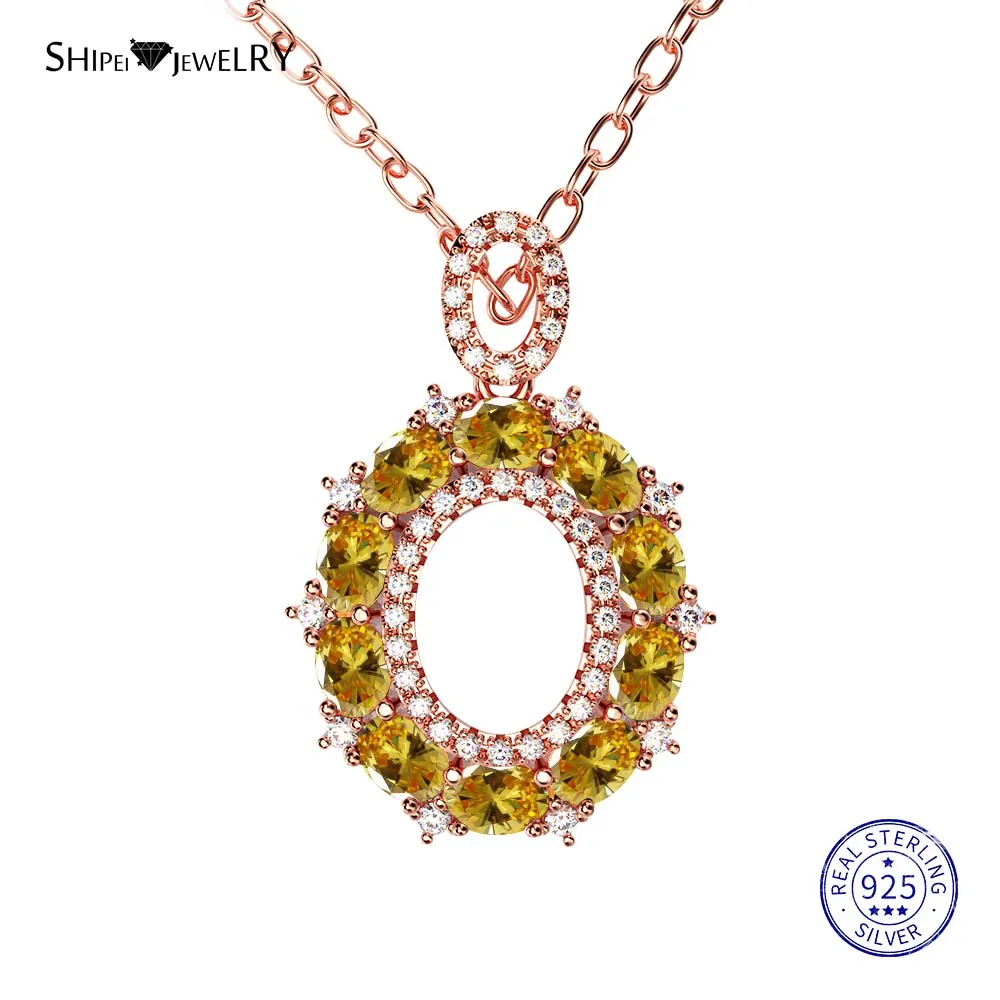 RoseGold-Yellow Shipei стерлингового серебра 925 пробы ювелирные изделия Желтое золото розовая, золотая, овальная Сапфировая подвеска ожерелье для женщин Подарок на годовщину - Цвет камня: RoseGold-Yellow