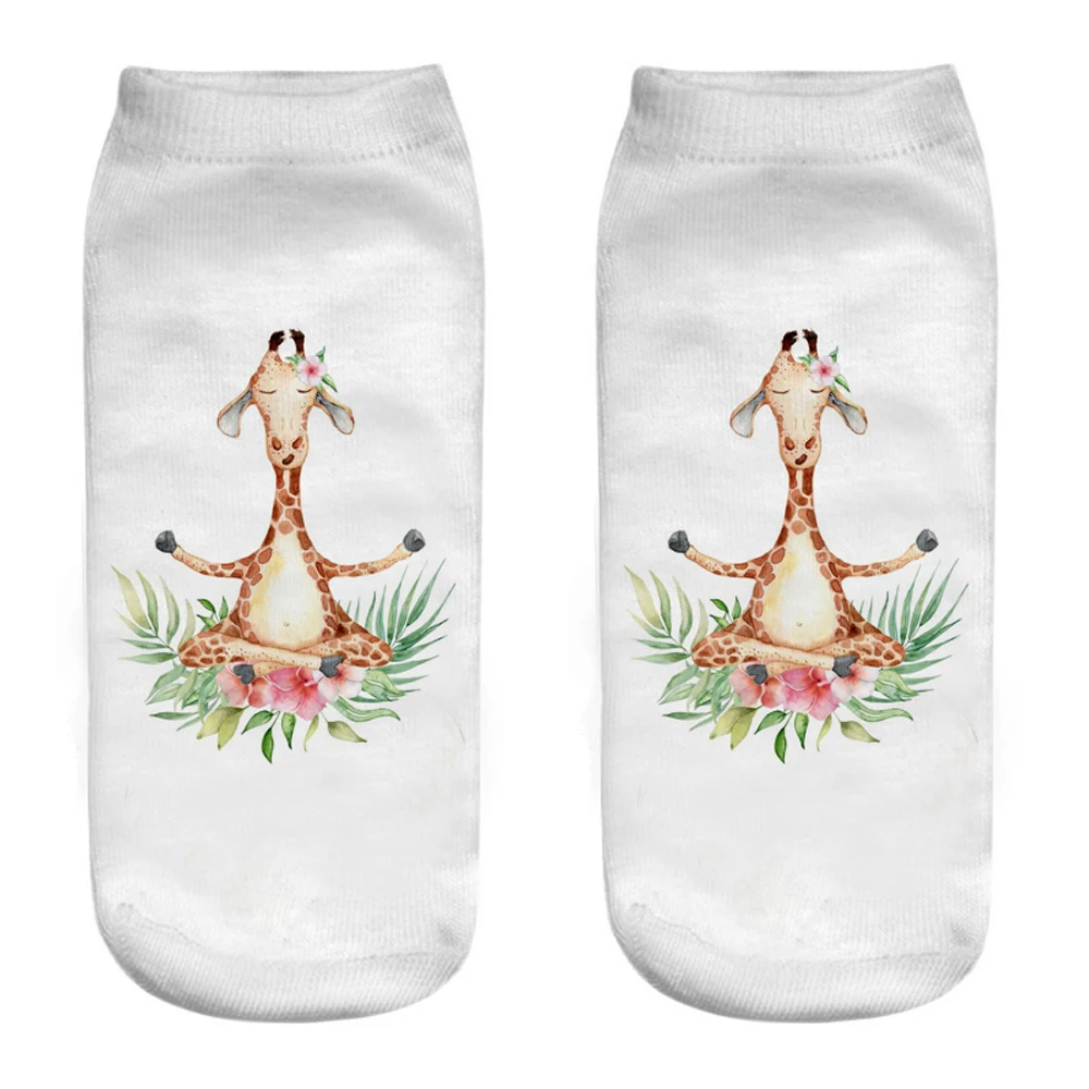 

New Yoga Sloth Giraffe 3D Printing Ladies Socks Fashion Unisex Creative Socks Women Funny Low Ankle Socks