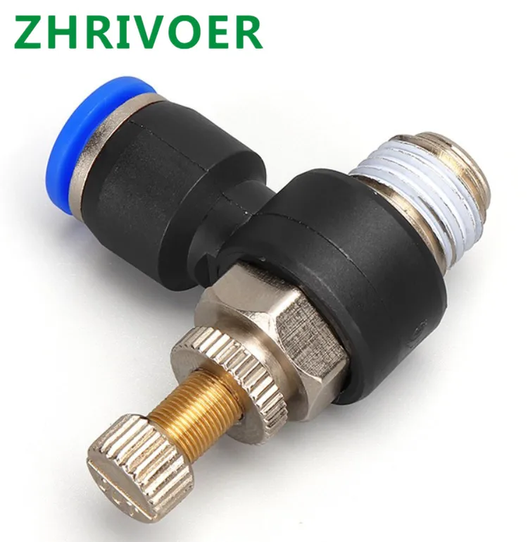 Фото 1 pcs M5" 1/8" 1/4" 3/8" 1/2 air speed Regulating valve throttle SL 4 6 8 10 12mm Fast connection Pneumatic Fitting 1 pcs M5" 1/8" 1/4" 3/8" 1/2 air speed Regulating valve throttle SL 4 6 8 10 12mm Fast connection Pneumatic Fitting