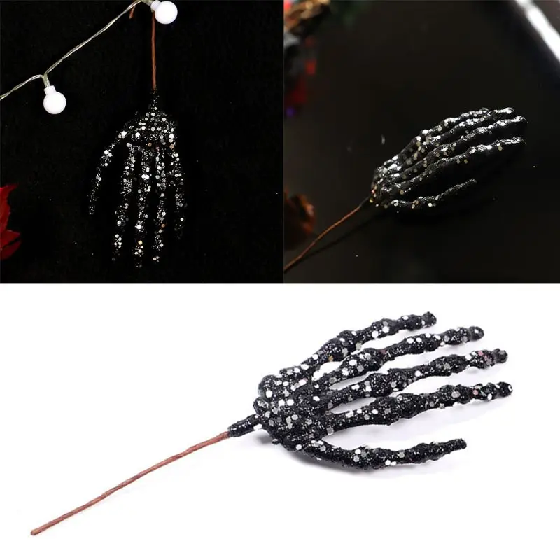 

1/6pcs Halloween Simulation Sequin Ghost Hand Glitter Spider Decoration Horror Hanging Pendant Cosplay Props