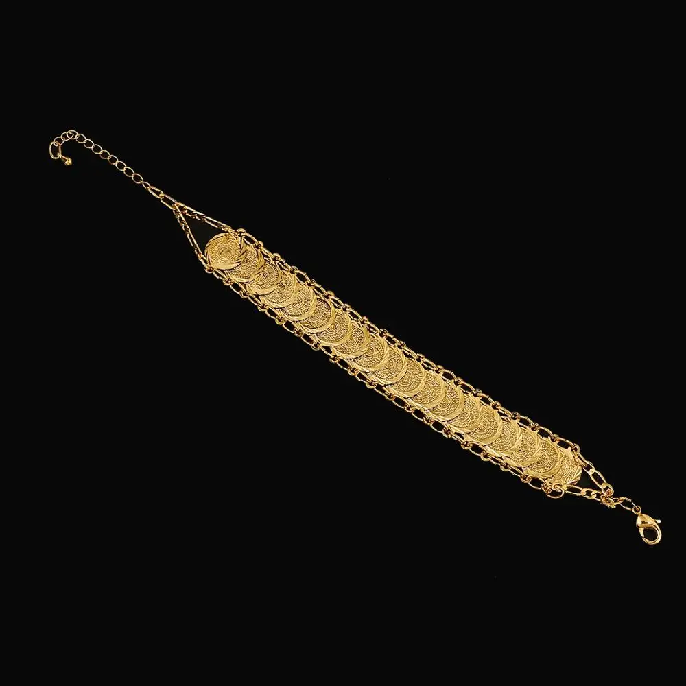 Золото Цвет Ислам мусульманских древние монеты браслет арабских деньги Знак