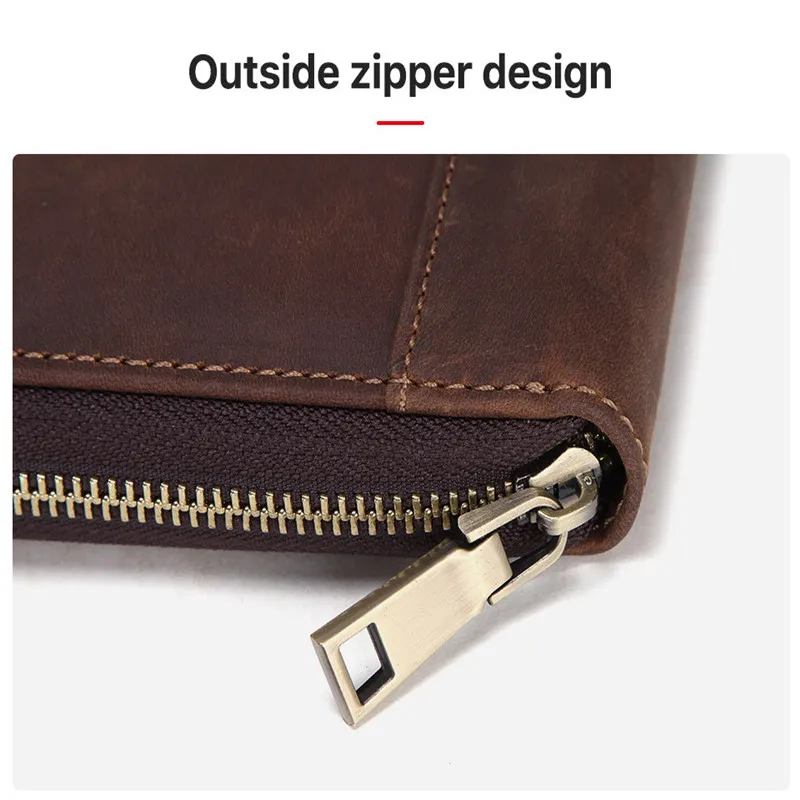 

For Apple iPad Pro 2020 11 inch Case Cover Retro Genuine Leather Simple Mad horse skin Zipper multi-function Card Phone Pad bag
