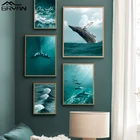 Картина с изображением природы, океана, животных, китов, хвоста, Дельфина, Настенная картина в скандинавском стиле, волны, морской пейзаж, картина для гостиной