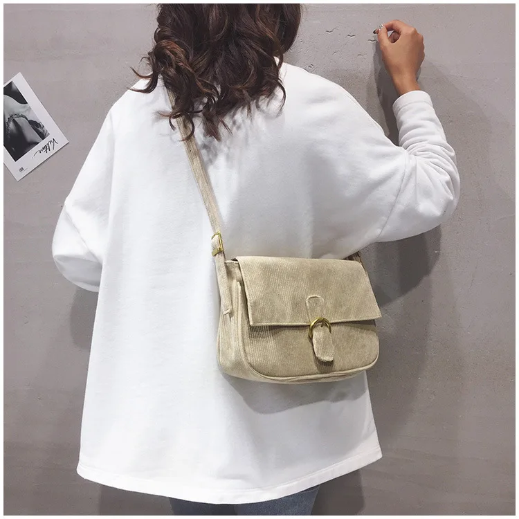 

Women Corduroy Shopping Bag Books Bag Female Cotton Cloth Shoulder Bag Eco Handbag Tote Reusable Grocery Shopper Bags