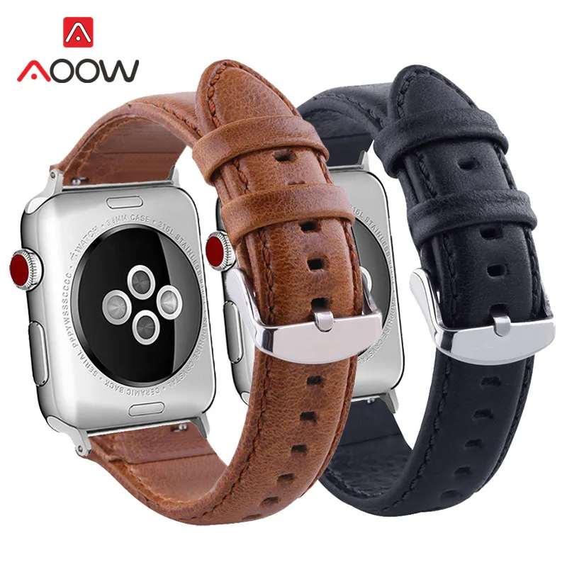 Ремешок из натуральной кожи Crazy Horse для Apple Watch 4 5 38 мм 42 40 44 сменный мужской и