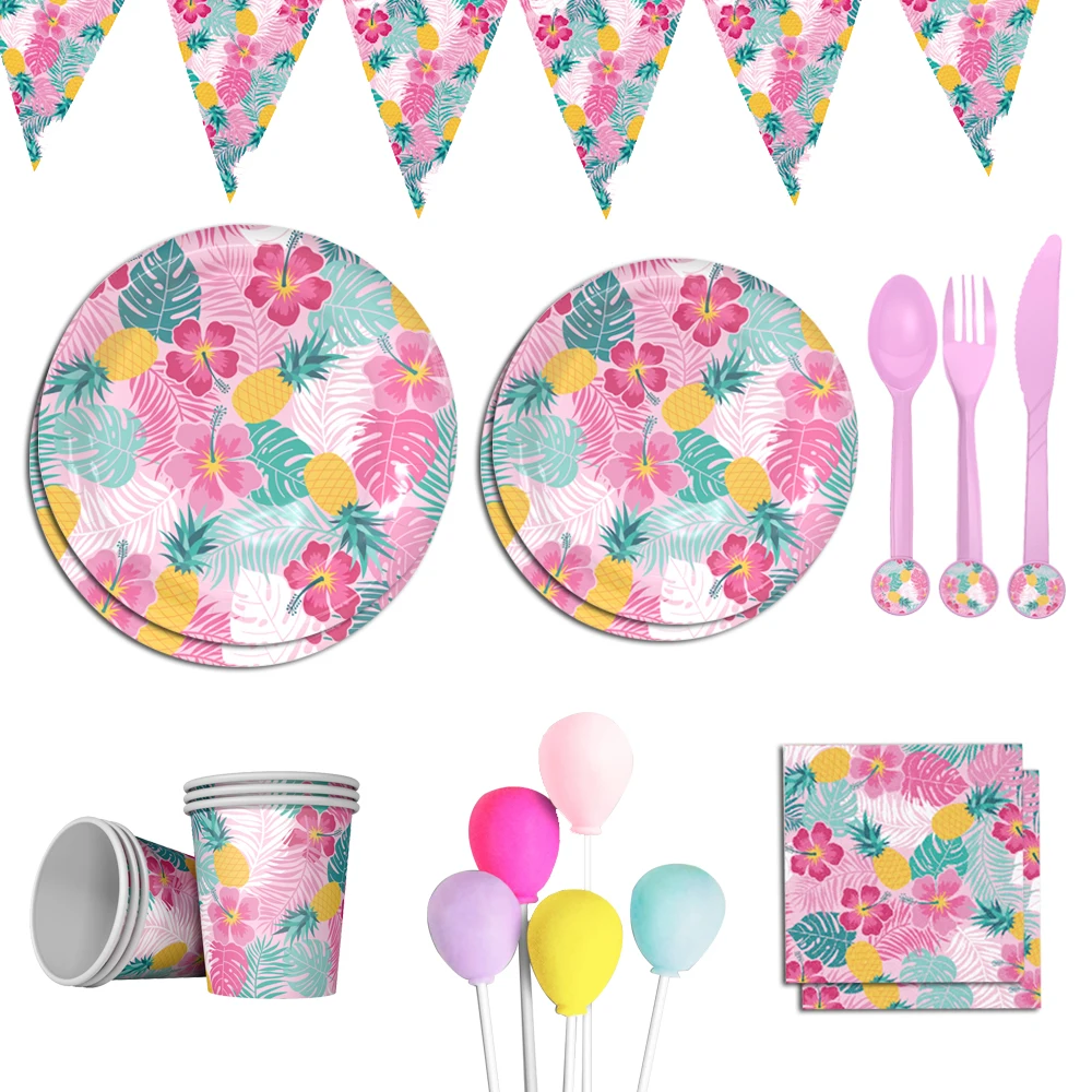 Гавайи одноразовой посуды в гавайском стиле ананаса вечерние Тропический