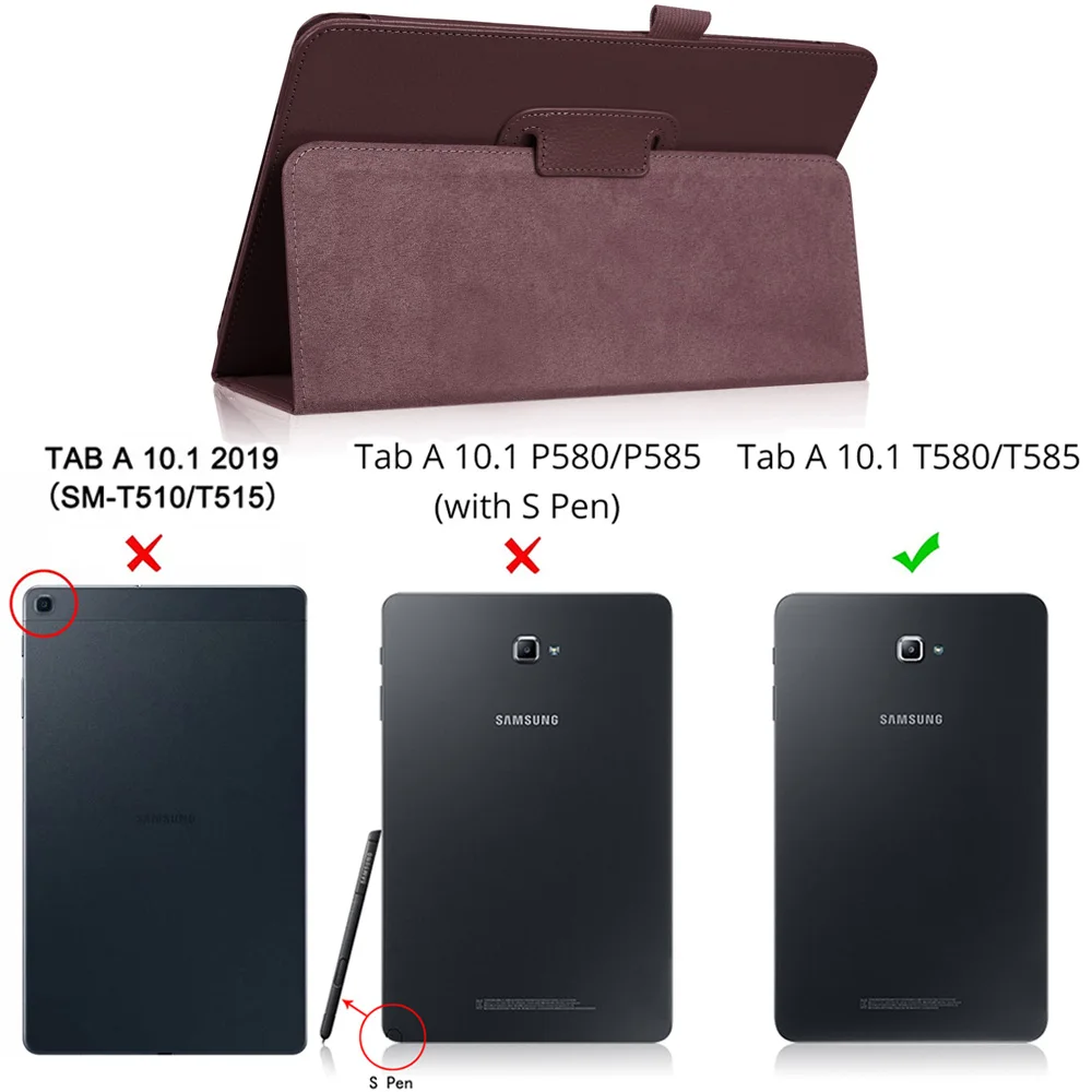 Brown Тонкий складной откидной Чехол с подставкой из искусственной кожи чехол для samsung Galaxy Tab A A6 10,1 T585 T580 SM-T580 T580N Funda чехол s - Цвет: Brown