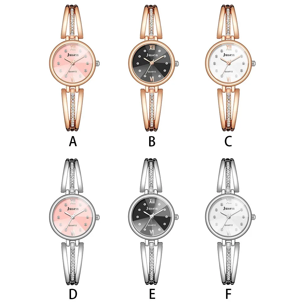 Модные Простые инкрустированные часы с ремешком из сплава часы-браслет женские