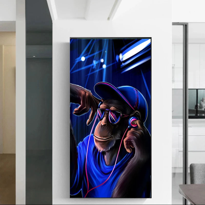 Современная обезьяна наушники орангутана поп-диджейская картина гостиная
