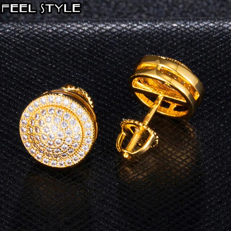 

Серьги-гвоздики мужские из меди с микрозакрепкой и фианитом, 1 пара