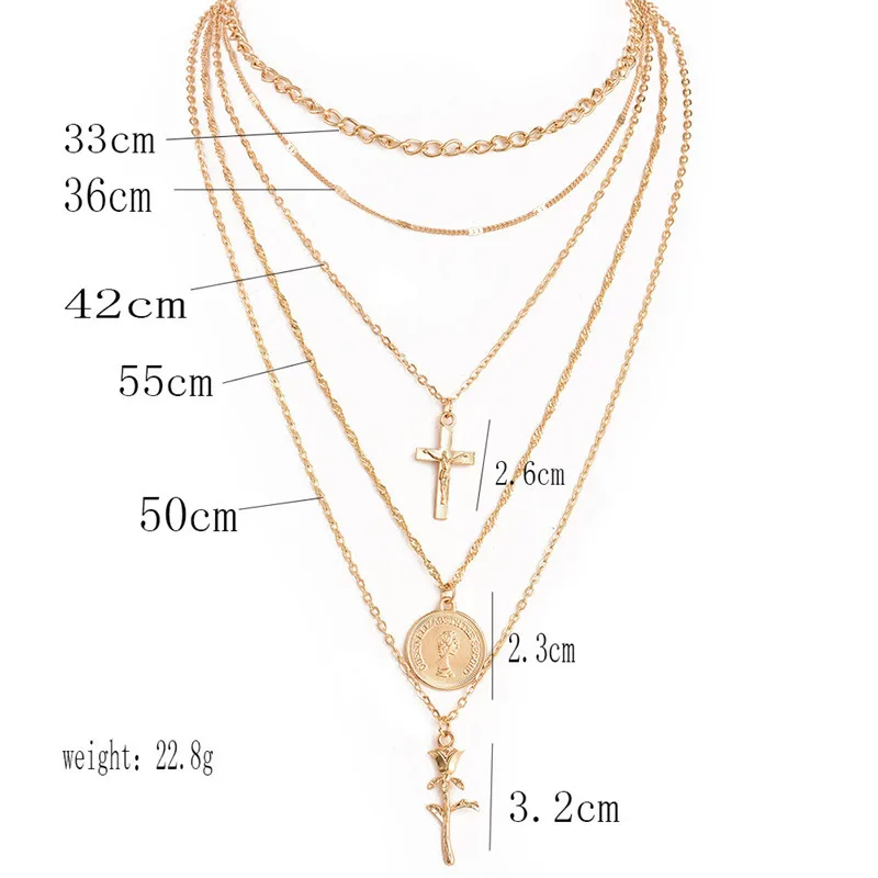 Ожерелье женское многослойное с подвеской в виде цветка розы | Украшения и