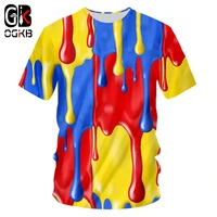 ogkb new splash paint colorful stripes round neck t shirt summer men 3d printing t shirt personality streetwear casual top