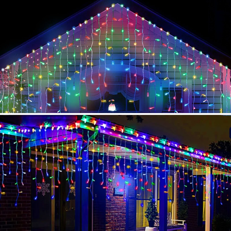 

Street Garland on The House Christmas Decorations Ornaments Garland LED Icicle Curtain Light Droop 0.3/0.4/0.5M EU Plug
