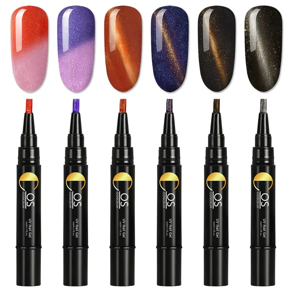 6PC SET 04 COSCELIA, 3 в 1, один шаг, ногтей, доттер для гель-лака, блеск, один шаг, Гель-лак для ногтей, легко использовать УФ-гель, не нужно базовое верхнее покрытие - Цвет: 6PC SET 04