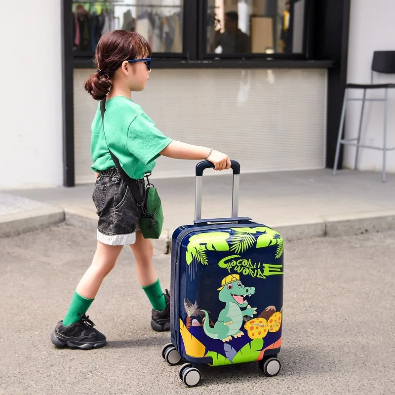 18 inch Cartoon kid's suitcase travel trolley luggage bag carry on cabin rolling luggage with wheels children's bag cabin case