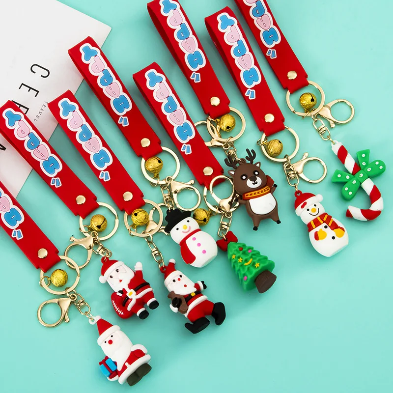 

Christmas Series Soft Silicone Keychain Cartoon Santa Claus Snowman Elk Three-dimensional Key Pendant Bag Gift