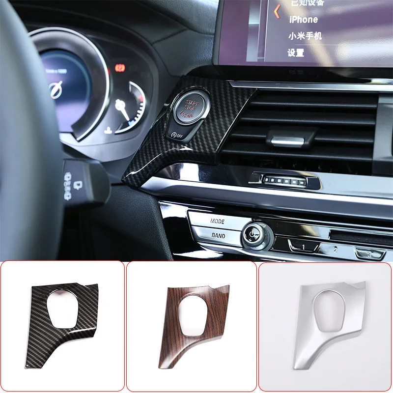

LHD For BMW X3 X4 G01 G02 2018-2021 ABS Carbon Fiber Car Start Stop Button Decoration Frame Sticker Car interior Accessories