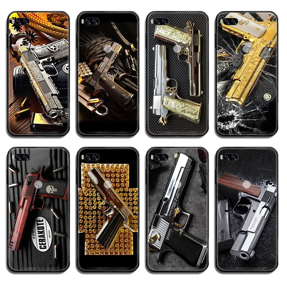 Чехол для телефона Desert Eagle 24K Gold Guns Etui черный корпус Xiaomi Redmi Mi Note 3 5 6 8 9 A1 2 Max3 Mix2 X SE Lite