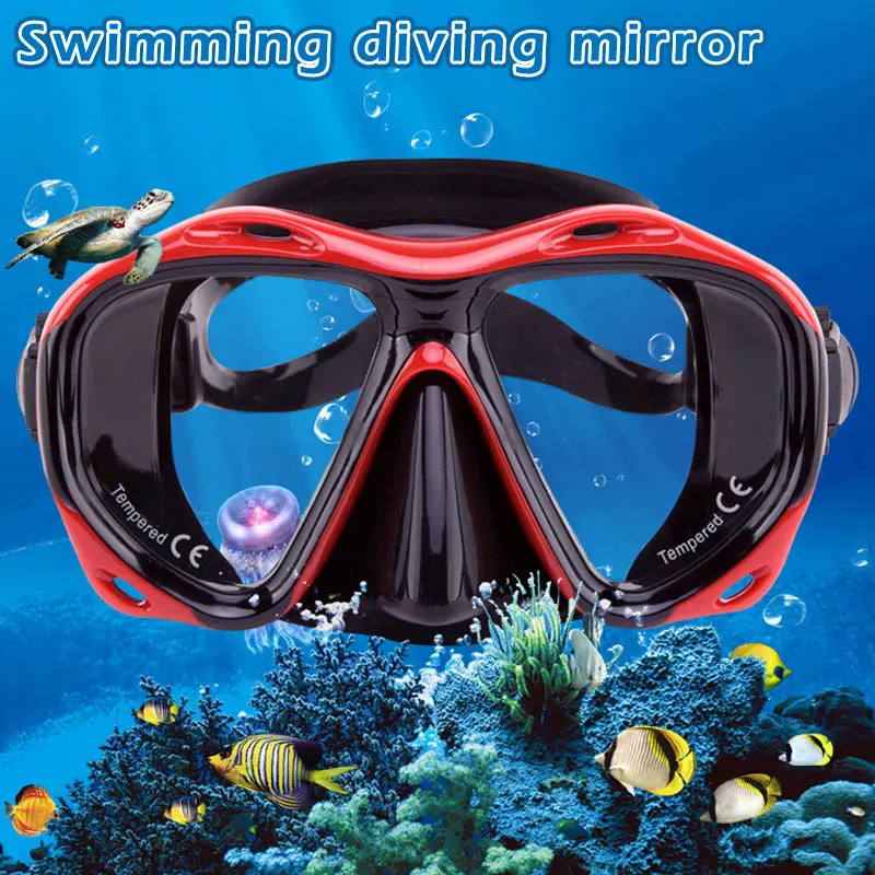 

Adult Swimming Goggles Tempered Glass Wide View Anti-fog Snorkel Mask ALS88