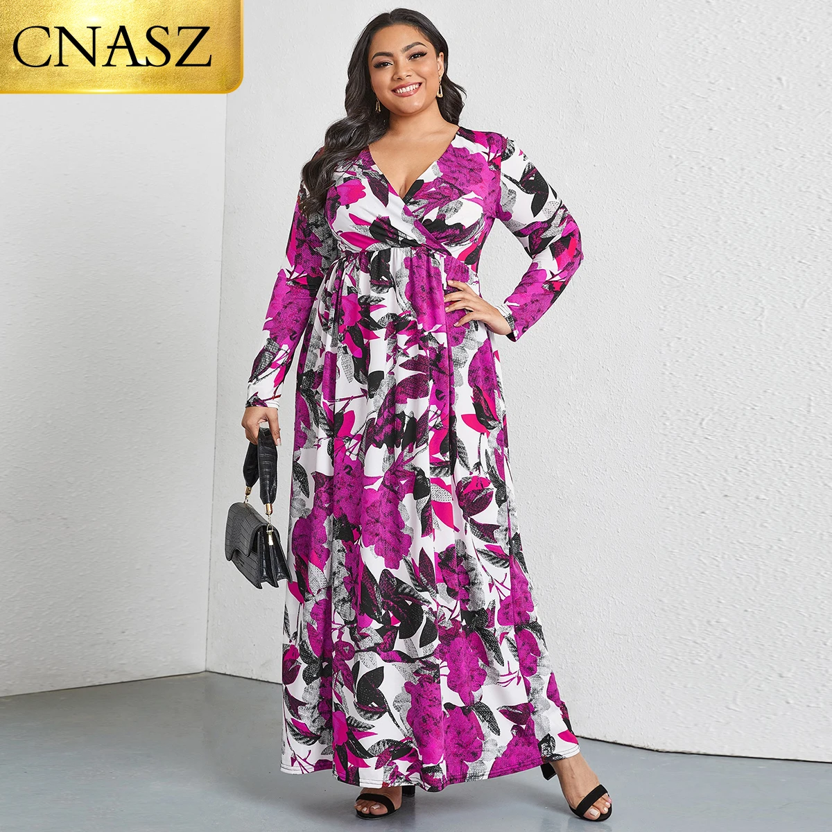 

Robe Femme Hiver 2021 Бесплатная доставка женское платье размера плюс, платья для женщин с v-образным вырезом с длинным рукавом с принтом макси-сарафа...