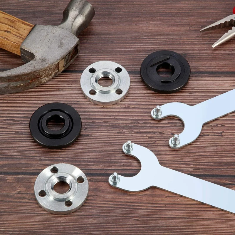 

Wrench Kit Flange Lock Nut Angle Grinder Spanner Wrench Metal Silver Black Nuts Tool Set