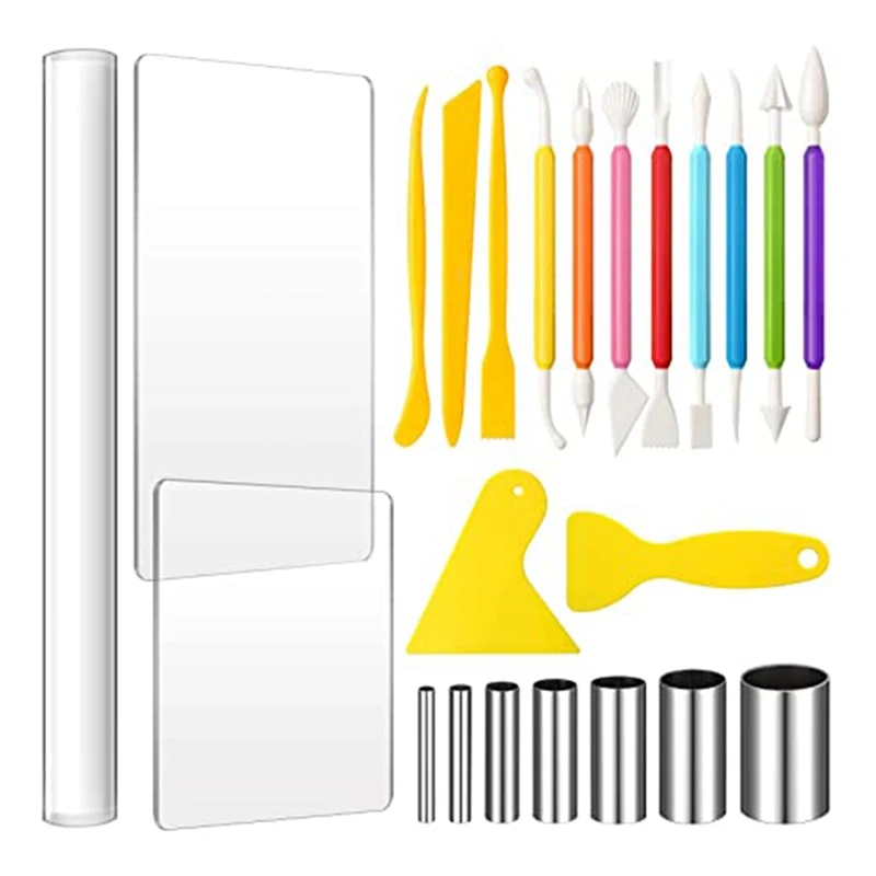23 штуки глины DIY Набор инструментов акрил ролик для акриловый лист скребок
