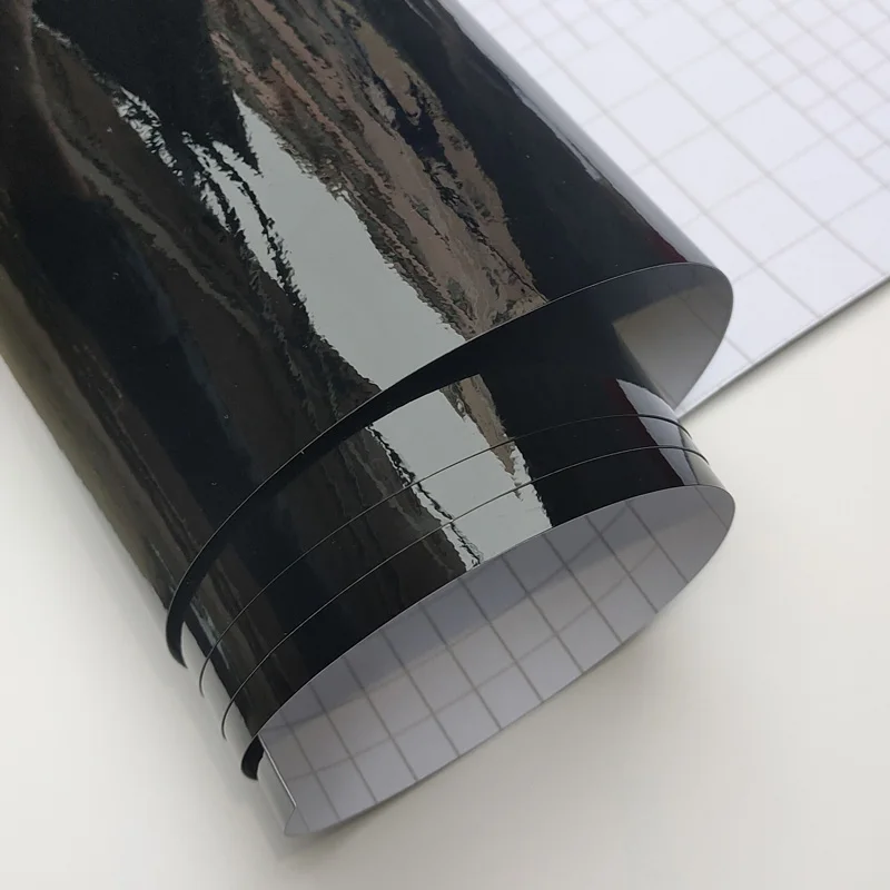 

Gloss Piano Black Vinyl Wrap Film Sticker Glossy Black Self Adhesive Vinyl Bubble Free Console Computer Laptop Skin
