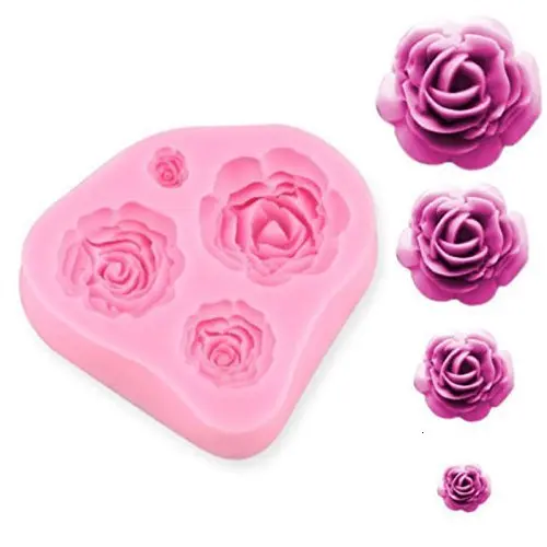 Розы цветок силиконовые формы для торта шоколад мастика украшения Fondant Fimo инструменты 4 размера в 1