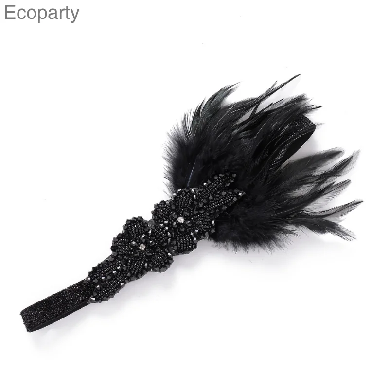 

Bridal Headwear Hair Accessories Headpiece And Vintage Custom Made Feather 1920s Black Pattern Type