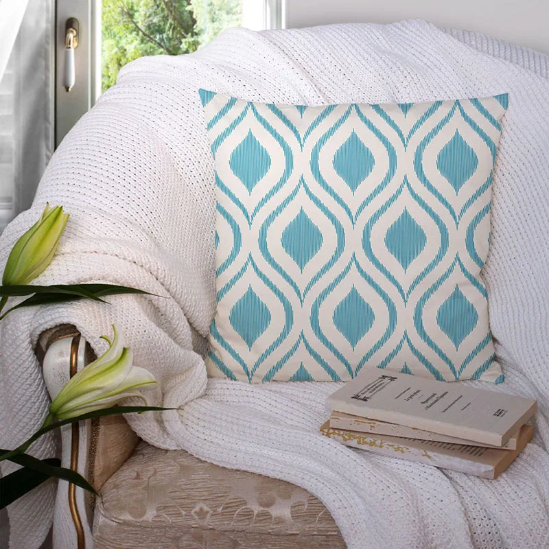 

Light Blue Green Mint Cushion Cases Geometric Pattern Smooth Pillowcase American Style Comfortable Soft Home Decorations New Hot