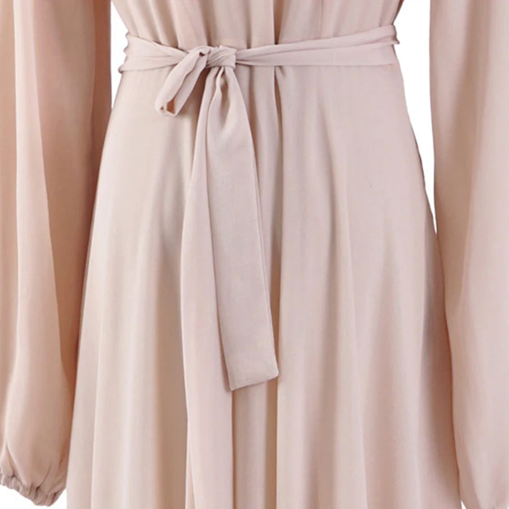 Женское шифоновое платье Siskakia длинное с длинным рукавом однотонное