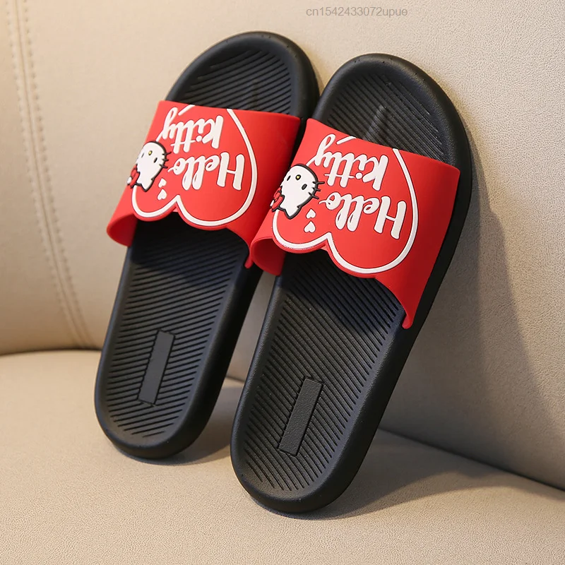 Kawaii Sanrio Hello Kitty Slippers Flip Flops Sliders Women's Shoes For Home Outdoor Bathing Female Y2k Girls Woman 2021 Kt Cat