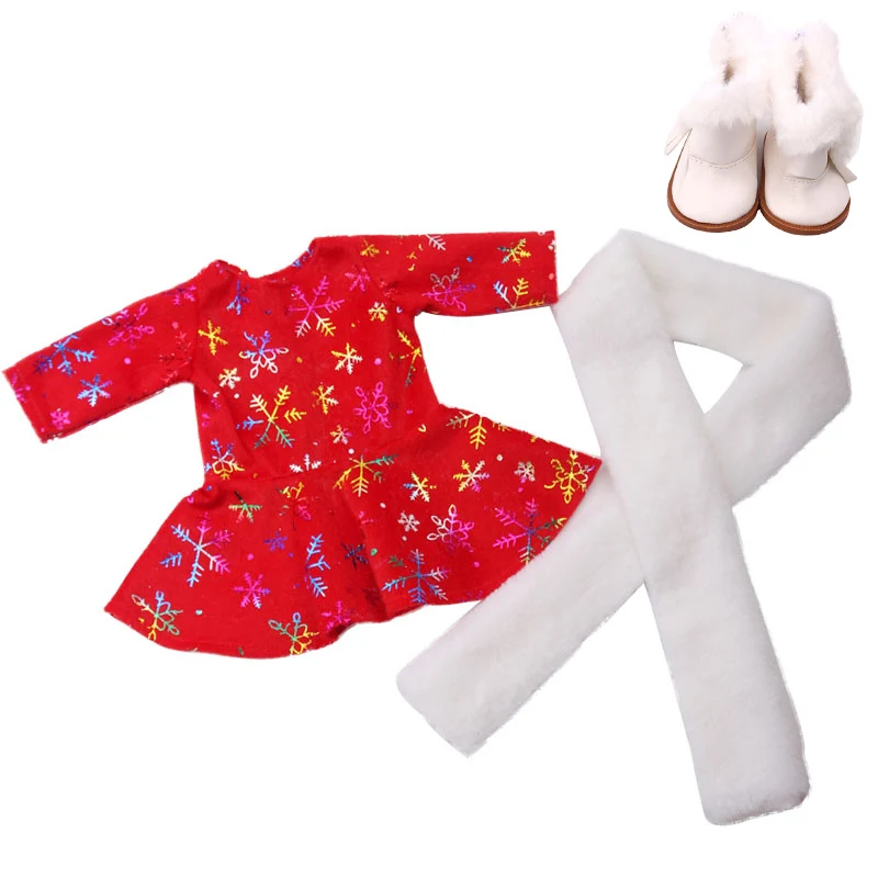 18 inch Girls doll dress Birthday suit Christmas suit with shoes American born clothes Baby toys fit 43 cm baby dolls c646 - Цвет: Red
