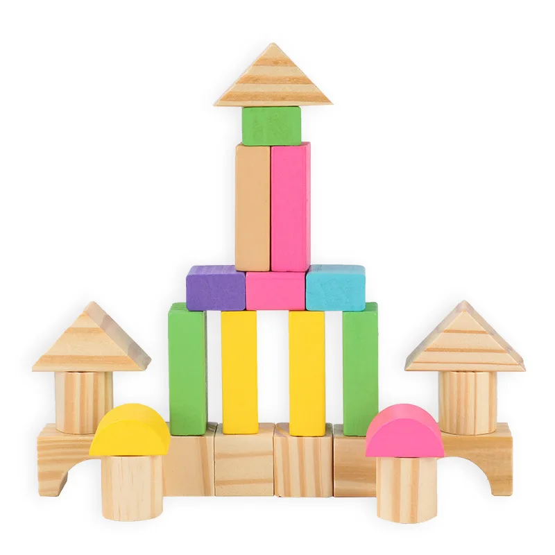 26 шт. детские деревянные блоки строительные игрушки для малышей укладка кирпичи