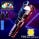 Светодиодный фонарик XHP99, фонарик с бусинами, 5 режимов освещения, фонарь высокой мощности, перезаряжаемый фонарь, велосипесветильник онарь с батареей 26650