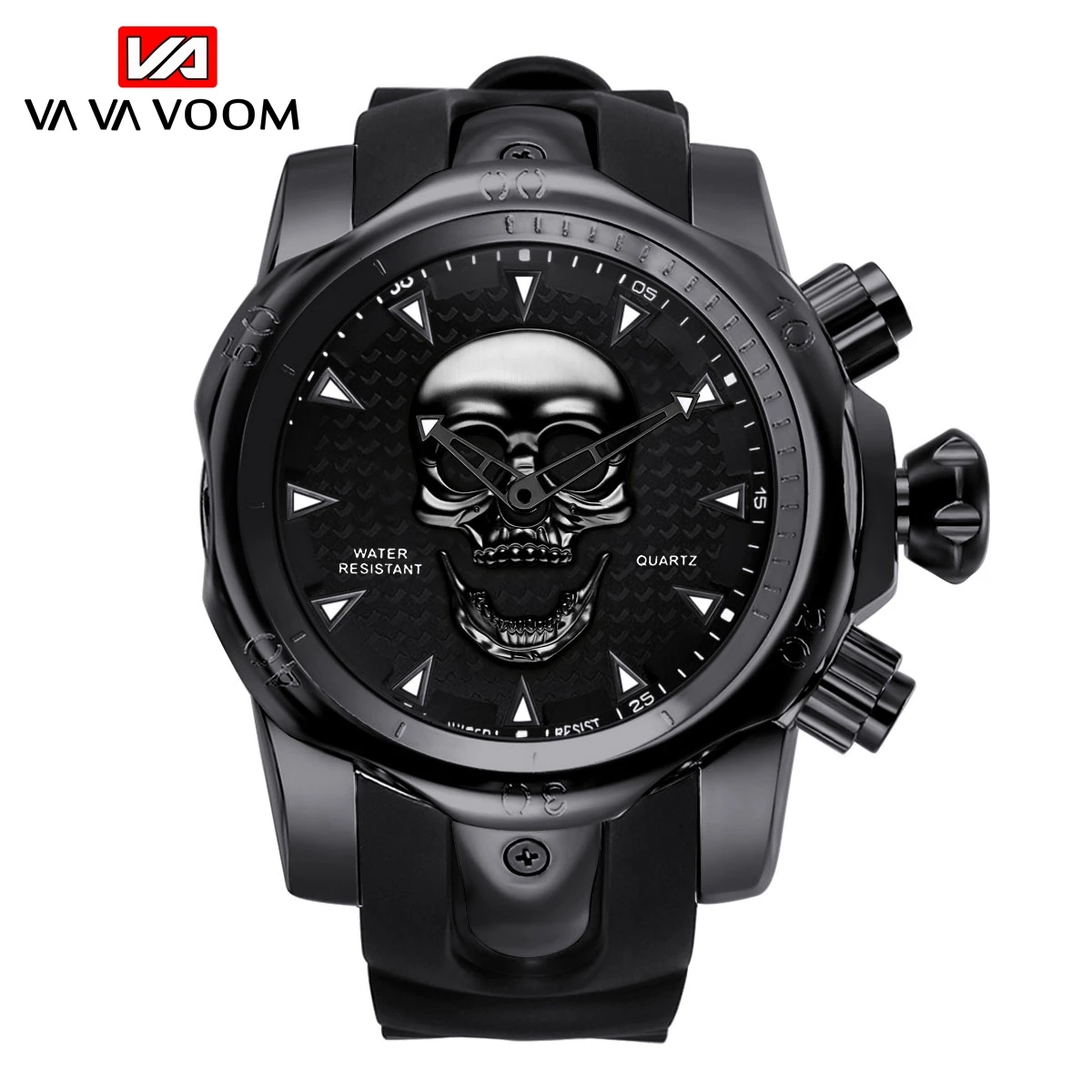 51mm Big Dial Gold Black Silicone Band Rubber Sport Watch Skeleton Skull Head Men Fashion Silica gel Relogios Masculinos Watches | Наручные