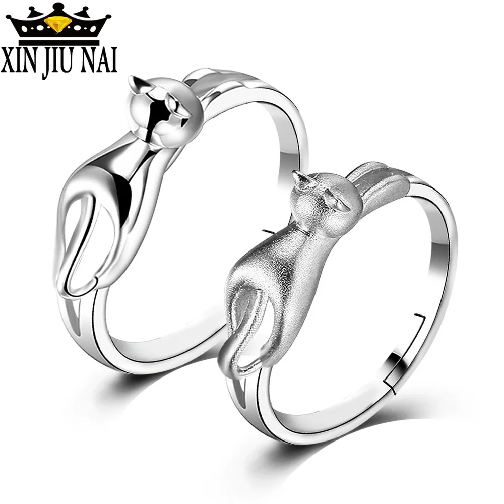 Кольцо 925 серебро трехмерные милые кольца в виде кошки для женщин ювелирные
