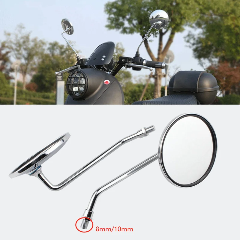 

1Pair Motorcycle Back Side Mirrors 8mm 10mm Thread Round Mirrors For Honda CB1000 CB500 CB650 CB750 CB900 CB350