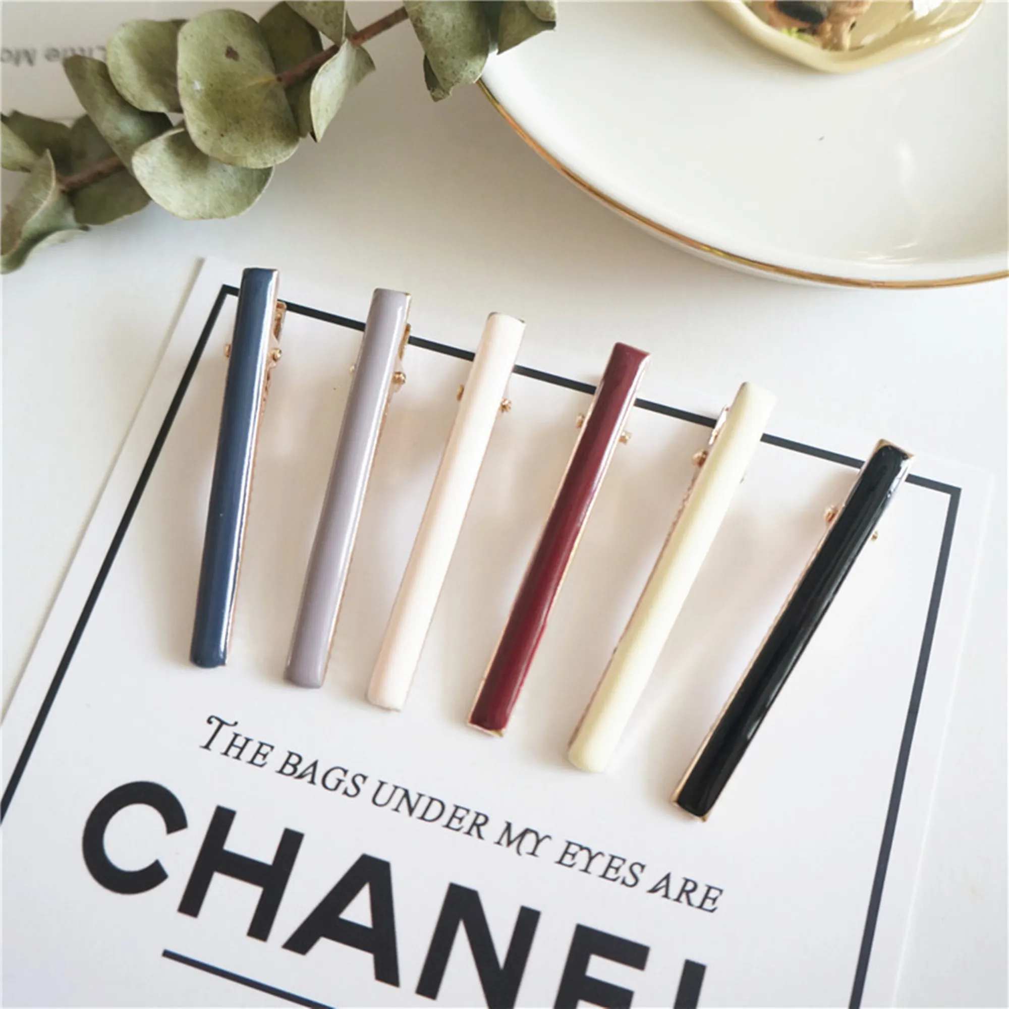 

10pcs/lot 6cm simple color word clip hairpin hairpin manual dripping oil pressure hair side clip DIY hair accessories
