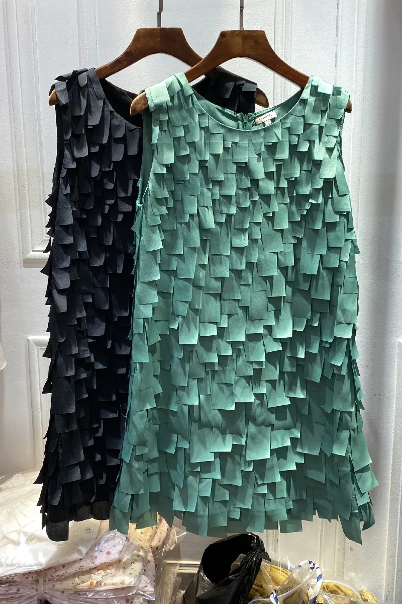 

French 2021 Summer New Women's Layered Petal Piece Design Vest Dress Girl Sweet Dress