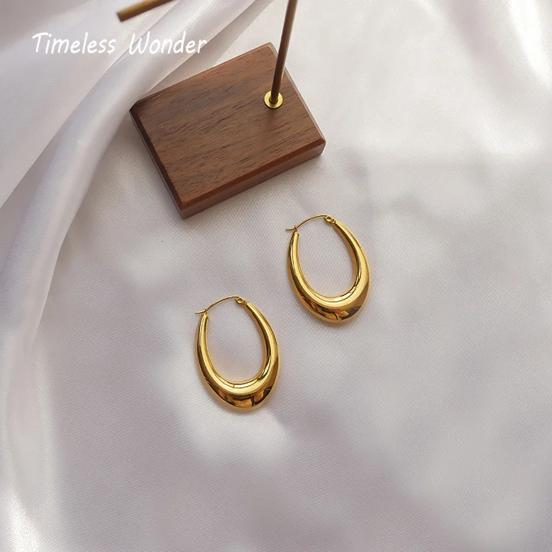 Неустаревающий чудо-титана вырез овальные шпильки серьги ювелирные изделия из