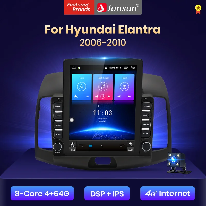 Junsun V2 Pro Вертикальный 4G + 64G CarPlay DSP для Hyundai Elantra HD 2006 2010 Android 8 1 автомобильный
