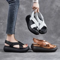 women sandals ethnic style sandals women new summer thick soled wild flat bottomed slope with retro casual cross roman shoes