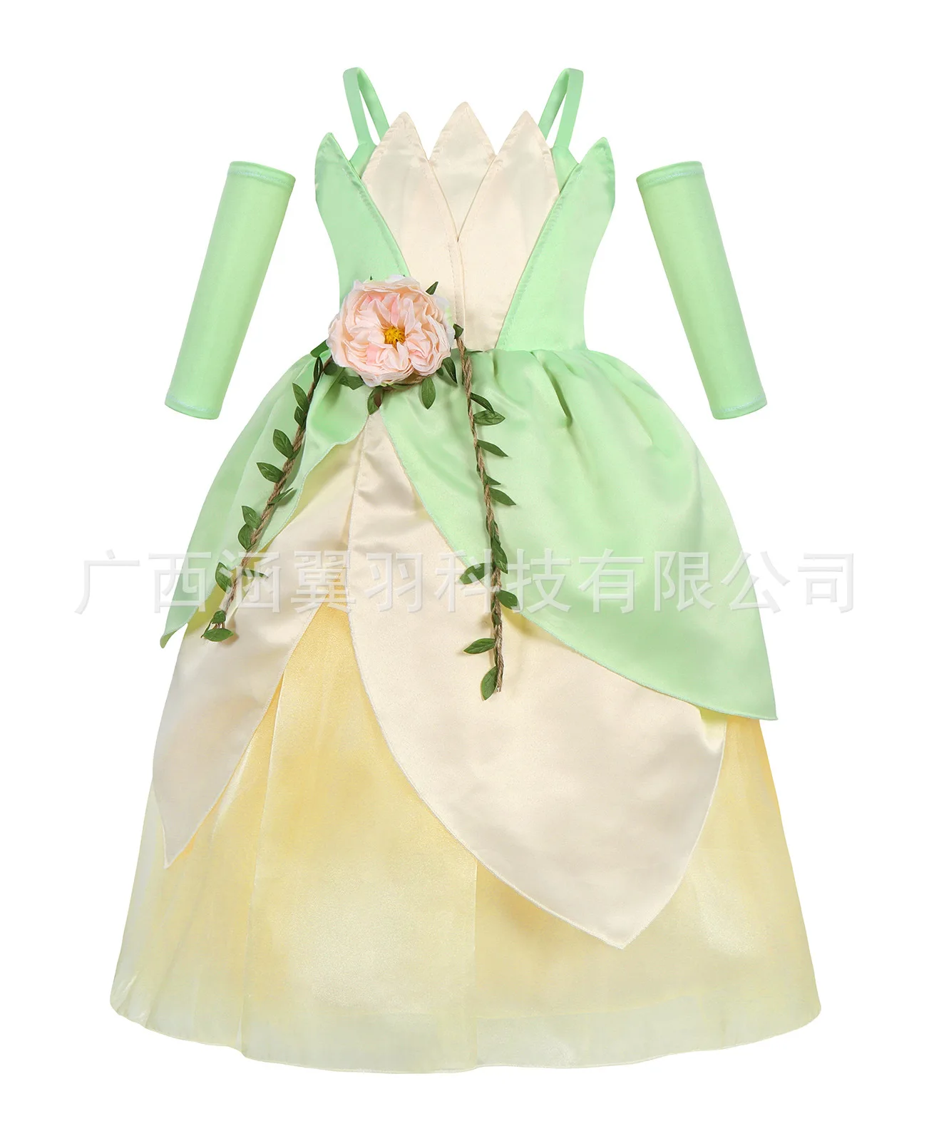 

2021 New Role Play Frog Prince Princess Dress Christmas Tianna Princess Dress Girl Green Long Sleeve Girl Small And Medium Size