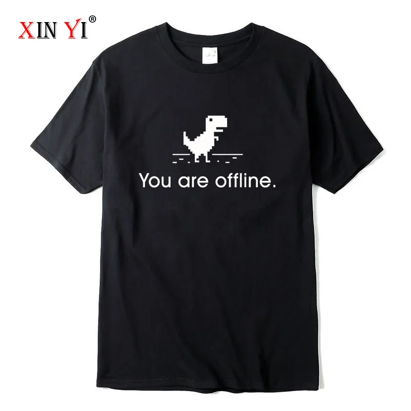 

XIN YI Men's High Quality 100% cotton dinosaur print t shirt loose funny o-neck men tshirt short sleeve t-shirt male tee shirts