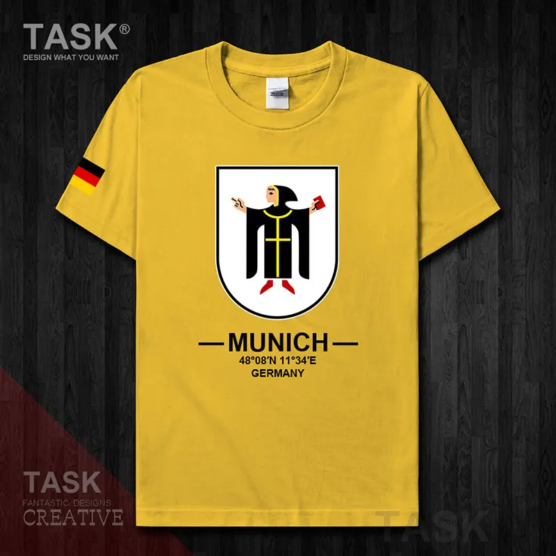 Munich Munchen Marien platz Germany Europe tourist city logo souvenir mens sports shirt new fashion design tops 100cotton tee 20 | Мужская