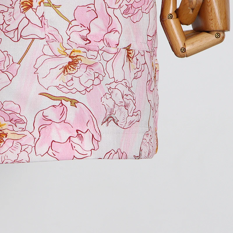 

VGH Print Dress For Women Stand Collar Short Sleeve High Waist Sashes Hit Color Plus Size Elegant Mini Dresses Female 2021 Tide