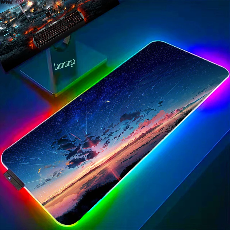 

Игровые ноутбуки с рисунком Rgb, большой Настольный коврик, Аниме Коврик для мыши, Kawaii Pc Gamer, Стич, Настольный коврик, коврик для мыши, коврик, а...