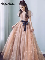 princess ball gowns star glitter tulle evening dresses long 2021 floor length backless women formal gowns for prom